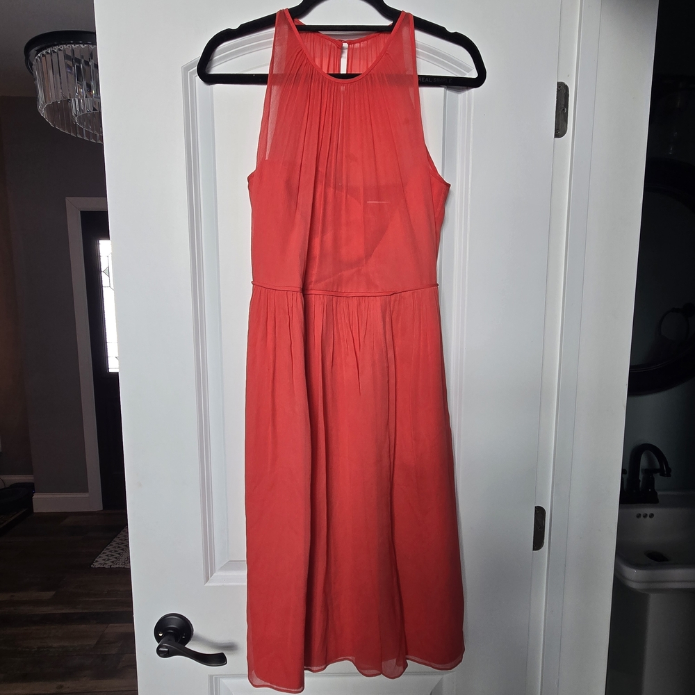 J. Crew Vibrant Coral Midi Dress Size 4.